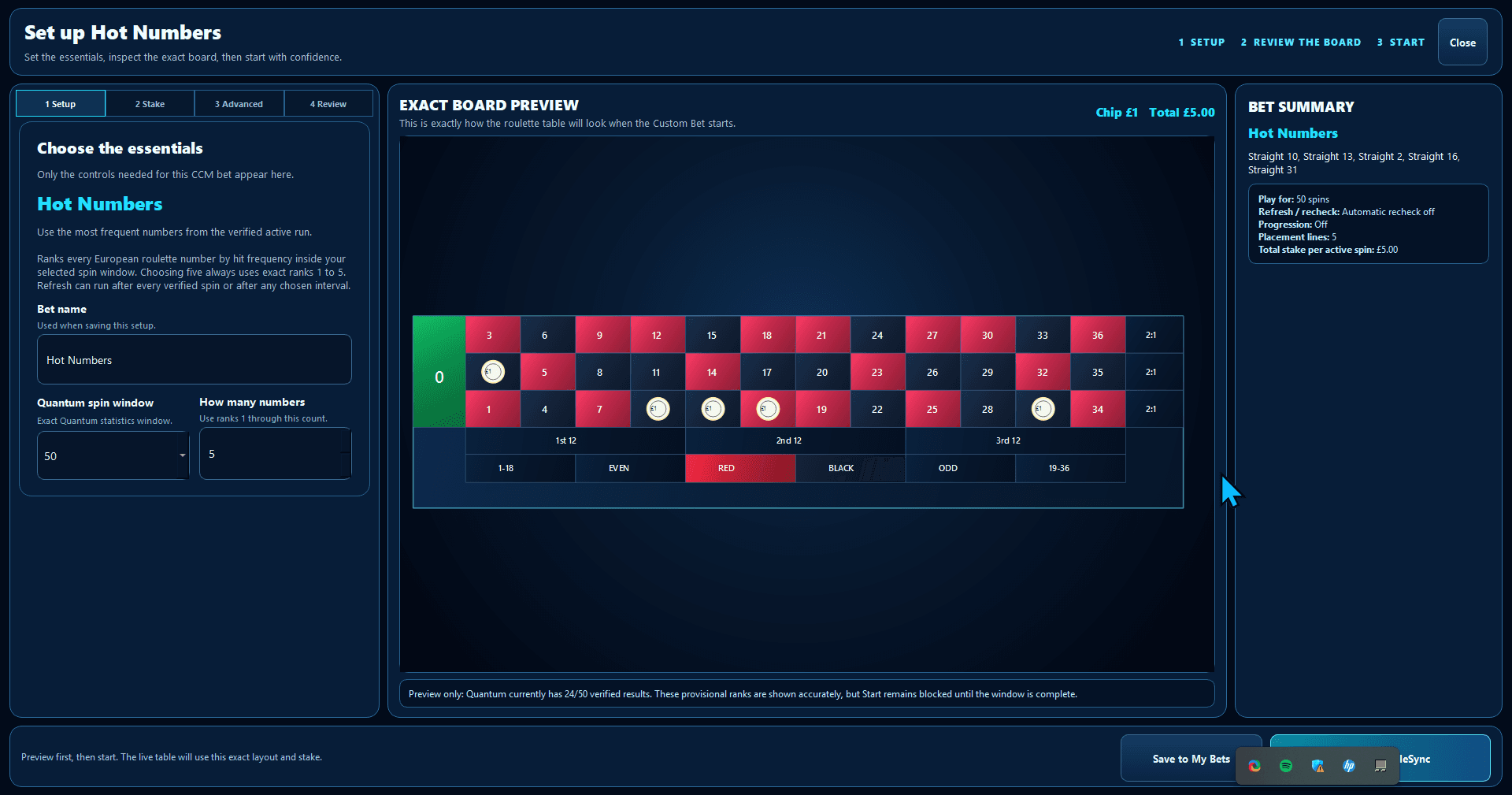Custom Bet builder screenshot